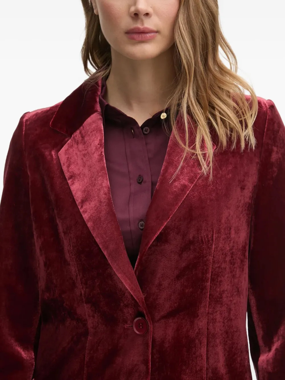Sisley Paris Velour Blazer In Burgundy