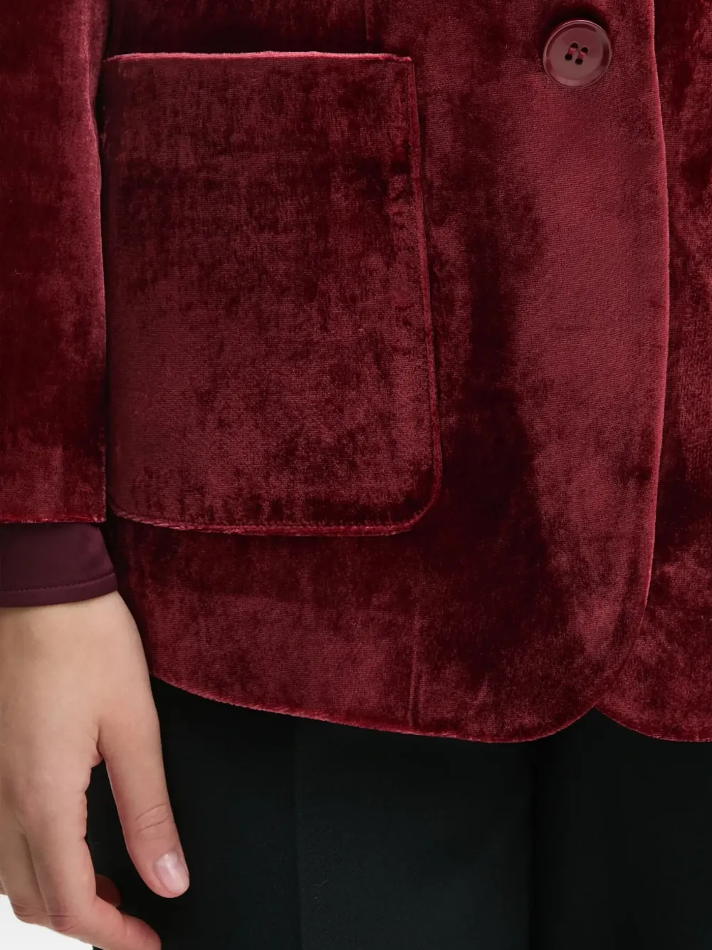 Sisley Paris Velour Blazer In Burgundy