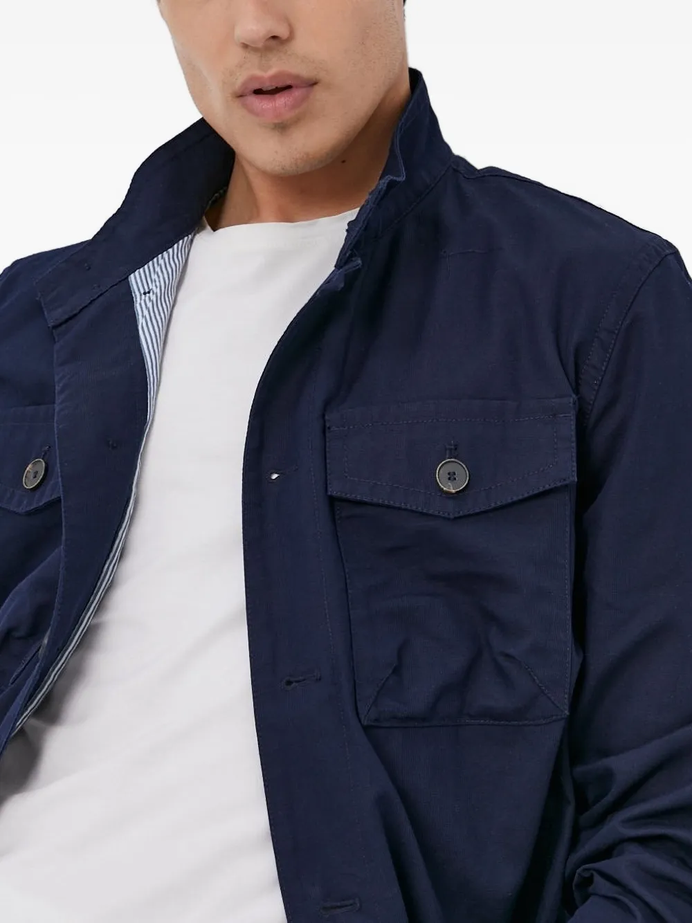 Sisley button-fastening flap-pocket jacket Blauw