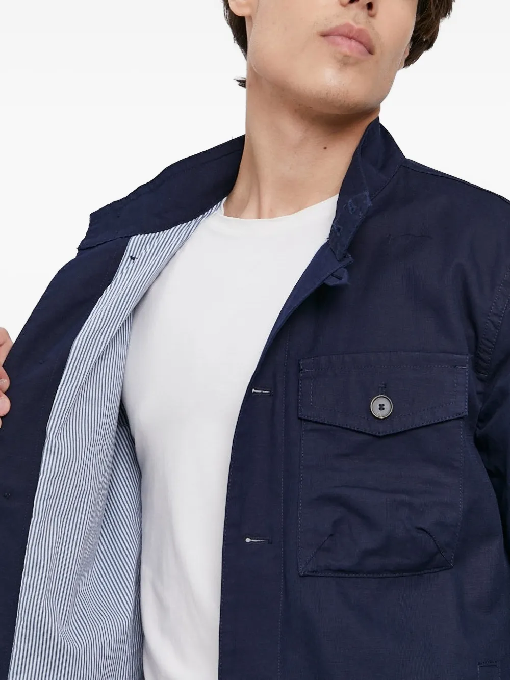 Sisley button-fastening flap-pocket jacket Blauw