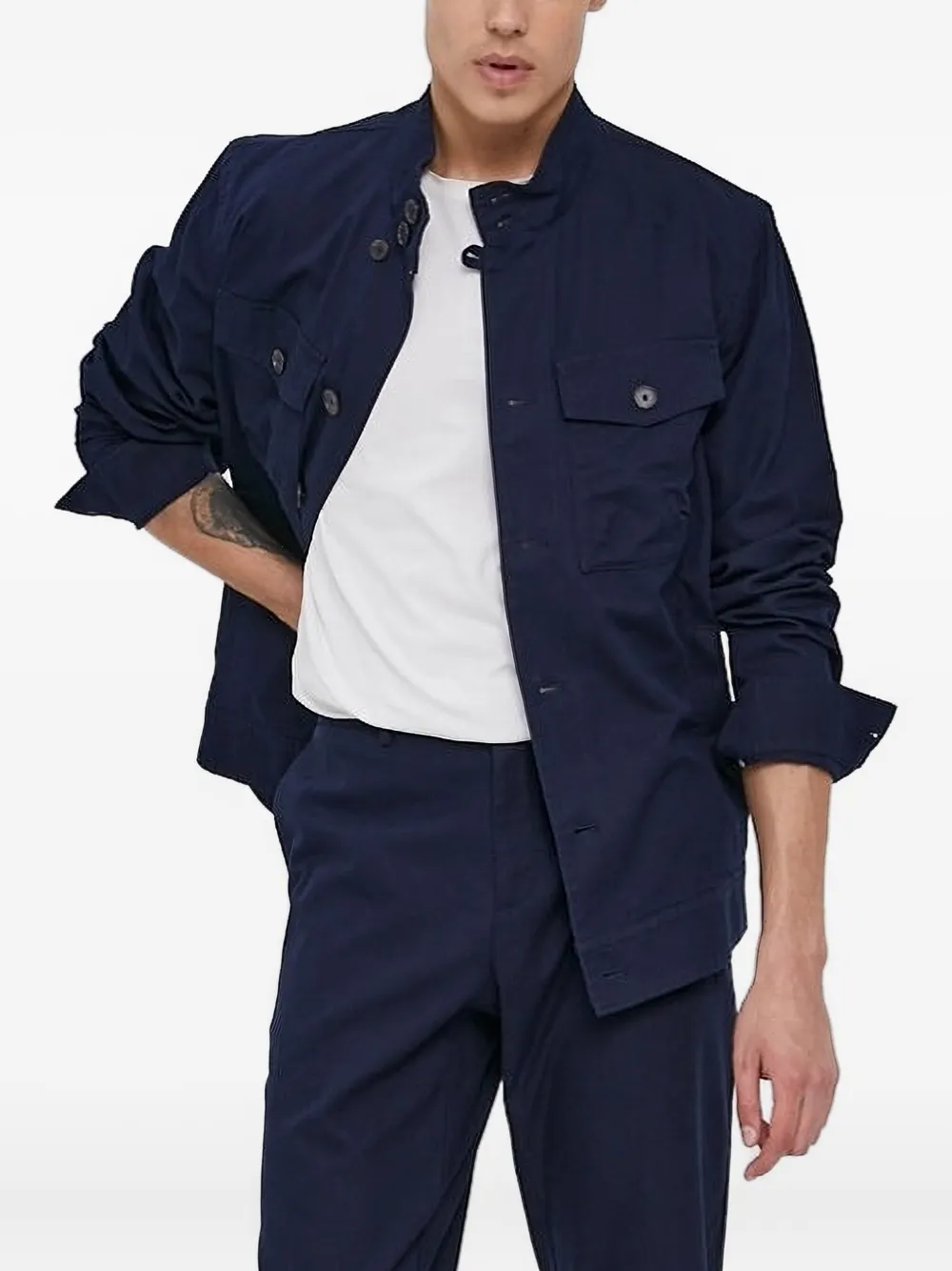 Sisley button-fastening flap-pocket jacket Blauw