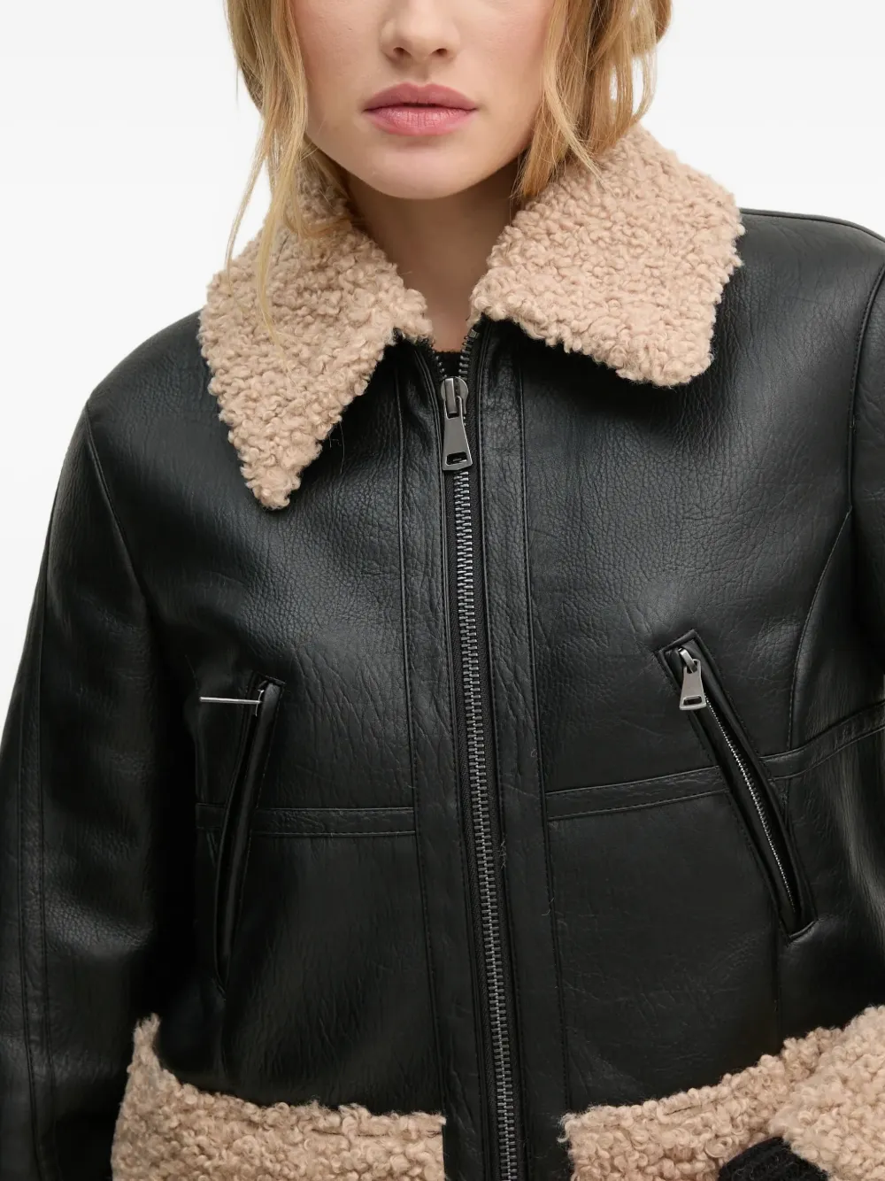 Sisley Paris Faux-leather Jacket In Black