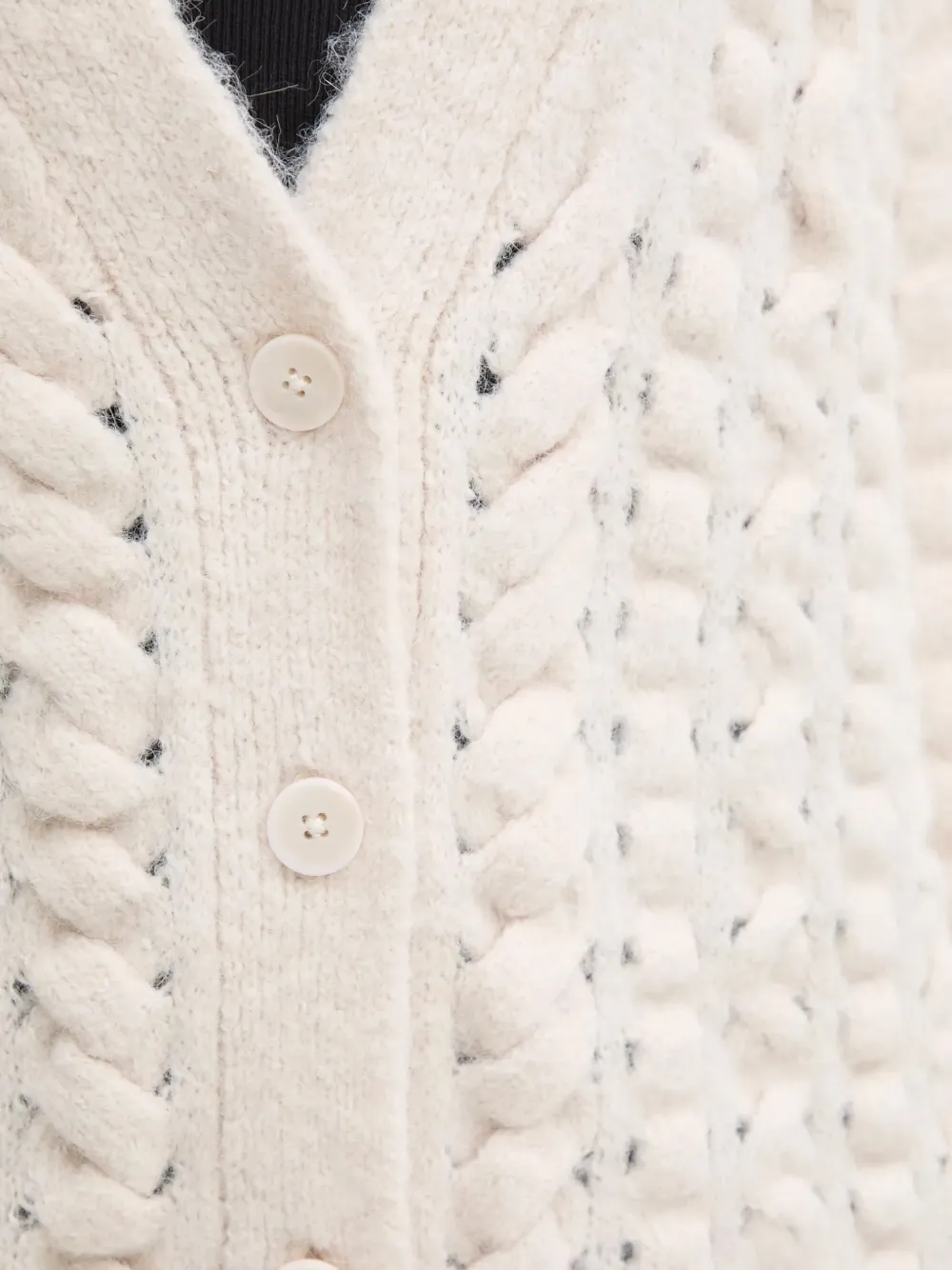 Sisley Paris Cable-knit Cardigan In White