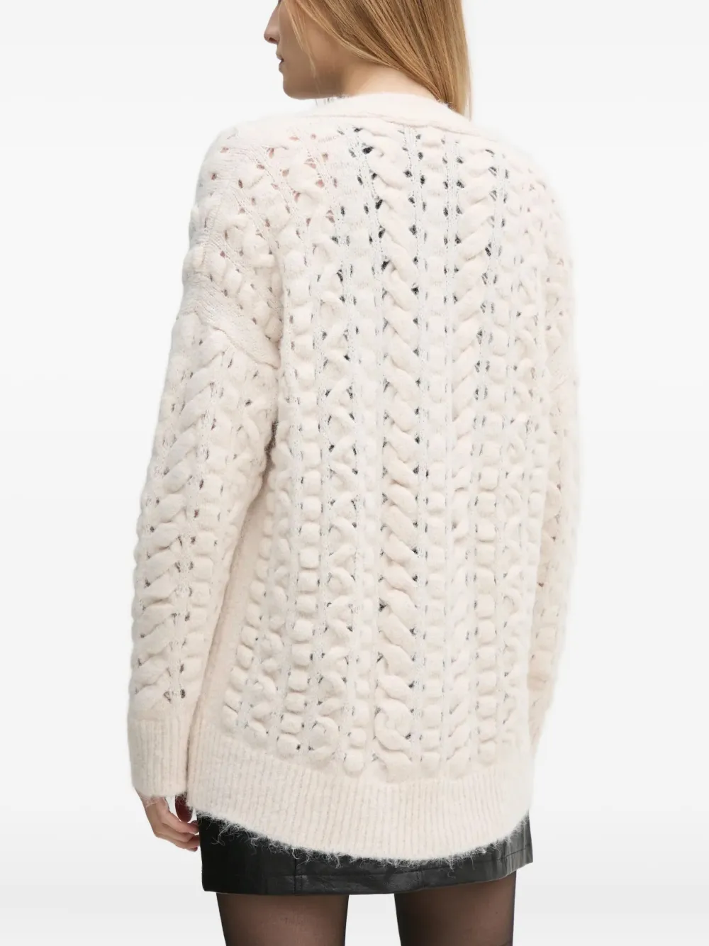 Sisley Paris Cable-knit Cardigan In White