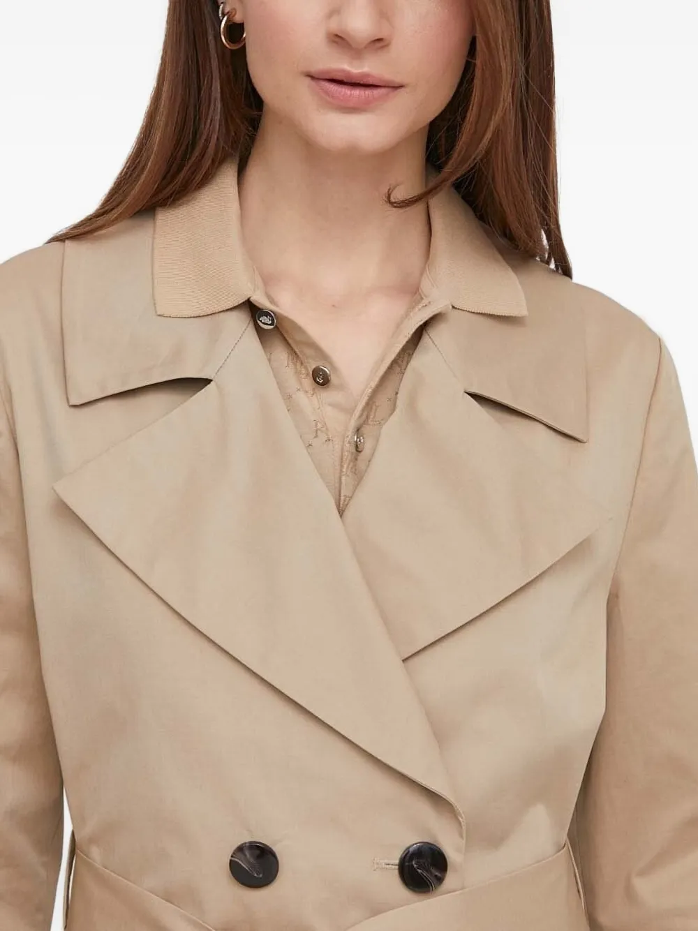 Sisley Paris Belted Double-breasted Trench Coat In Neutral
