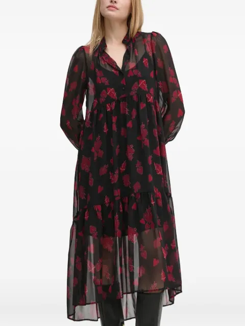 Sisley heart-print midi dress