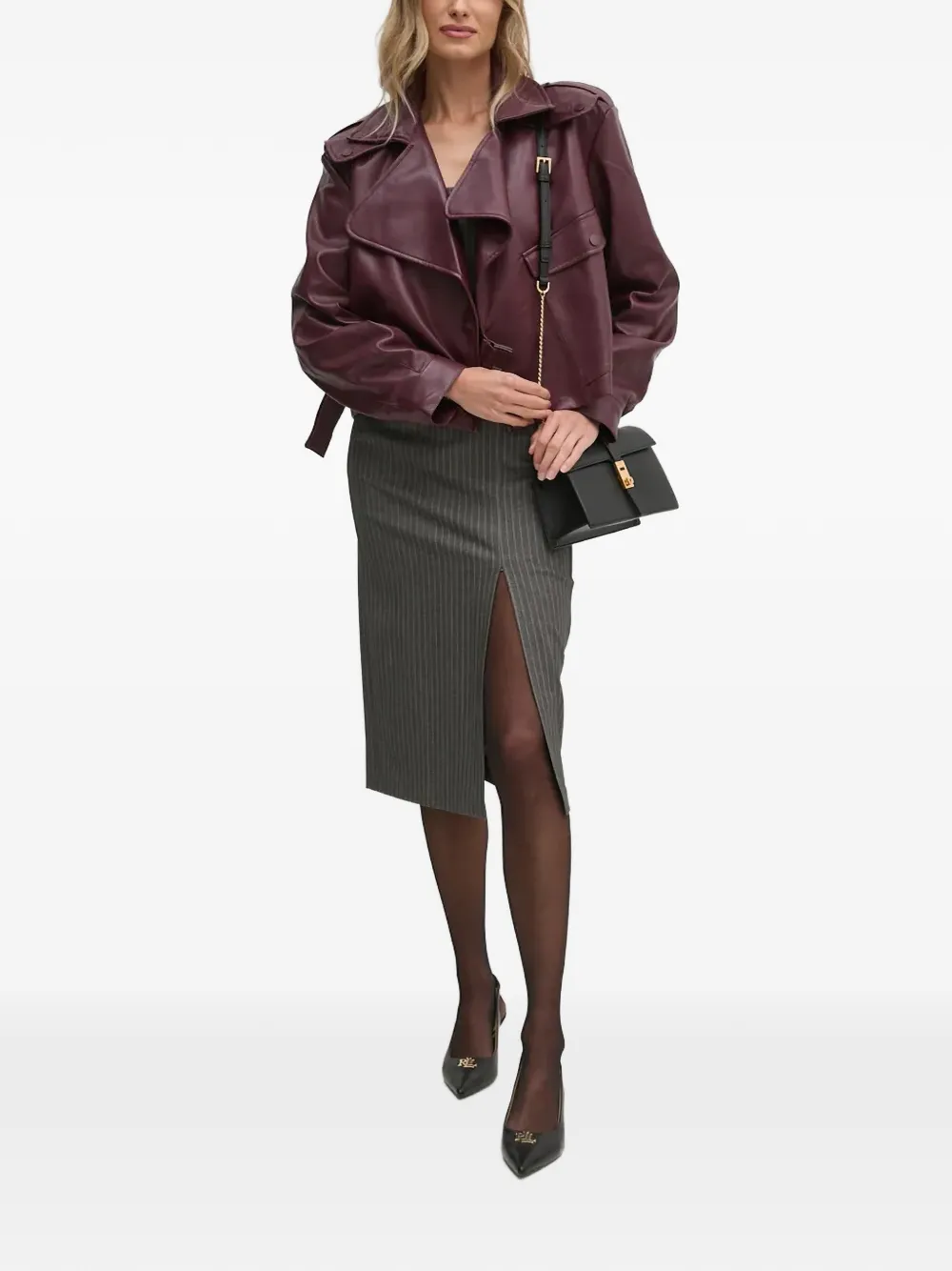 Sisley pinstriped strapless midi dress - Grijs