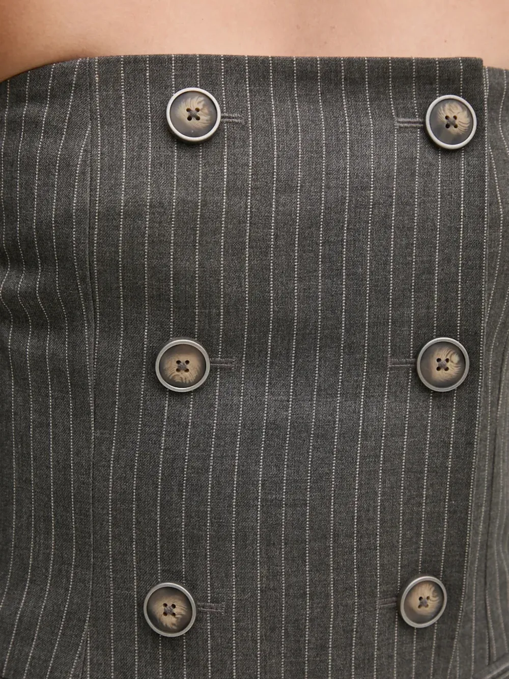 Sisley Strapless midi-jurk met krijtstreep Grijs