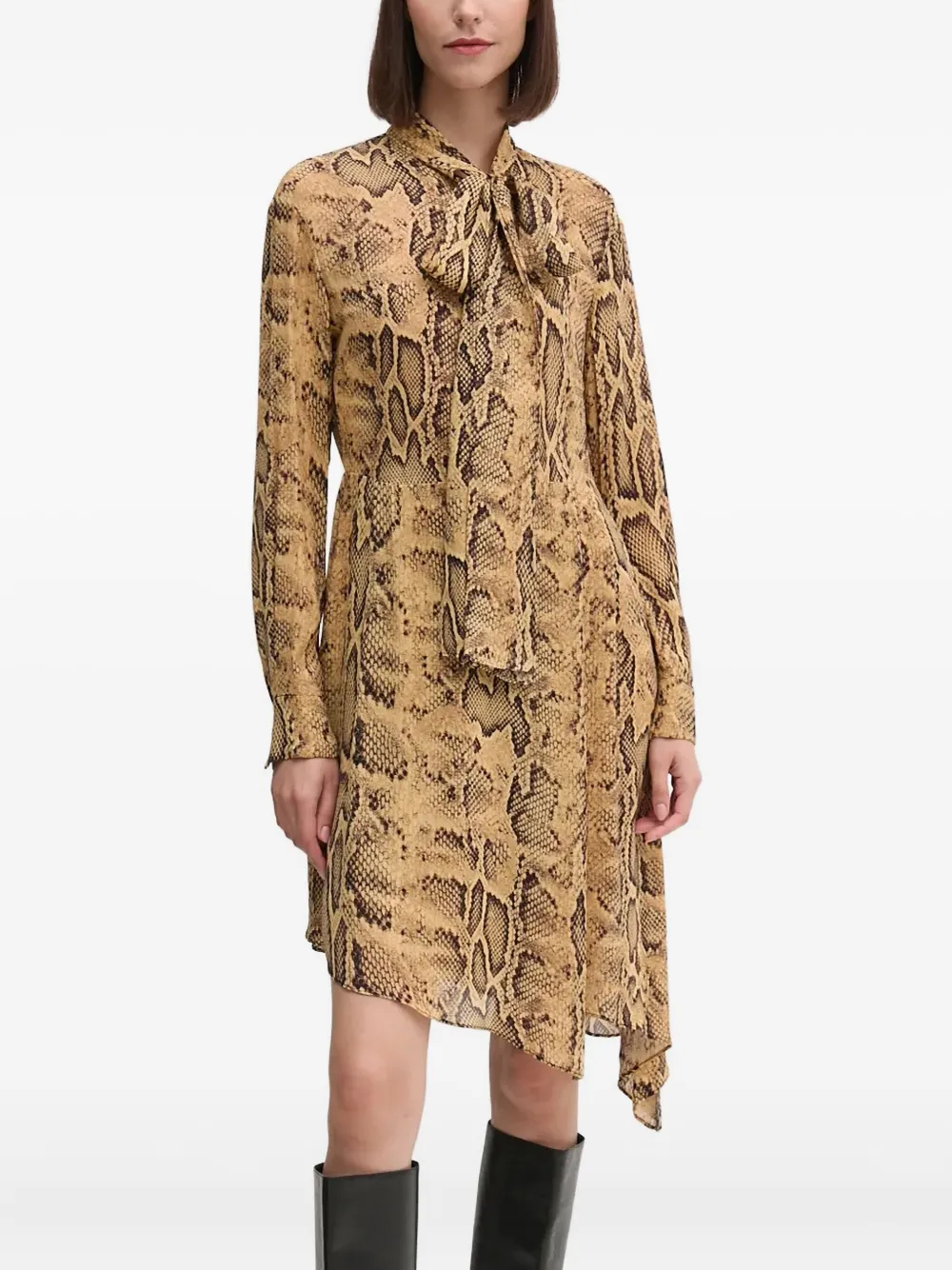 Sisley Paris Snake-print Mini Dress In Brown
