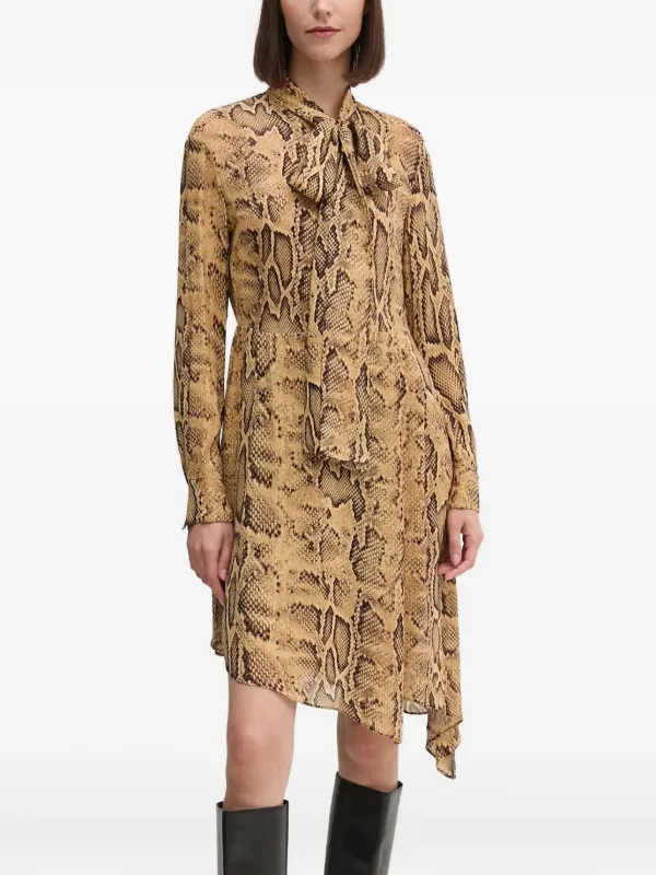 Sisley Snake-print Mini Dress - Neutrals