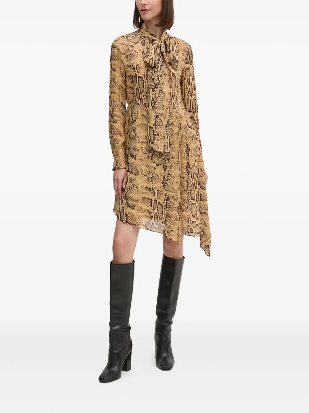 Sisley Jurk met slangenprint - Beige