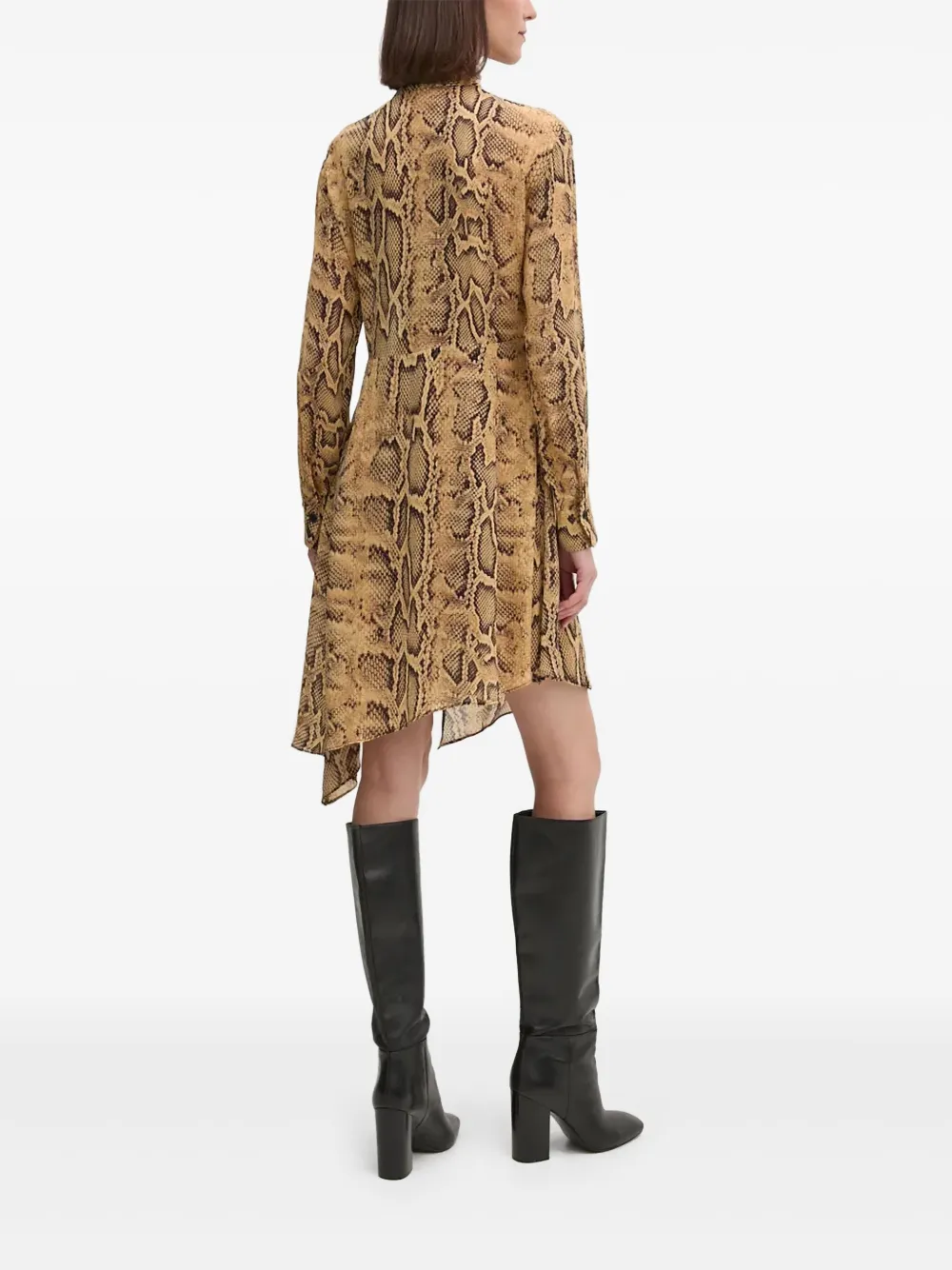 Sisley Paris Snake-print Mini Dress In Brown