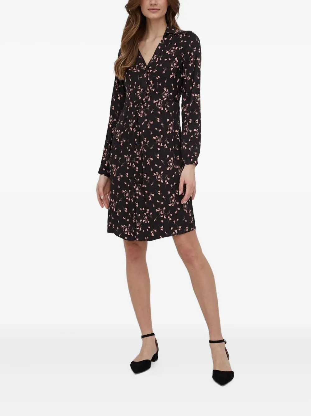 Sisley floral-print buttoned midi day dress | Black | Image 1