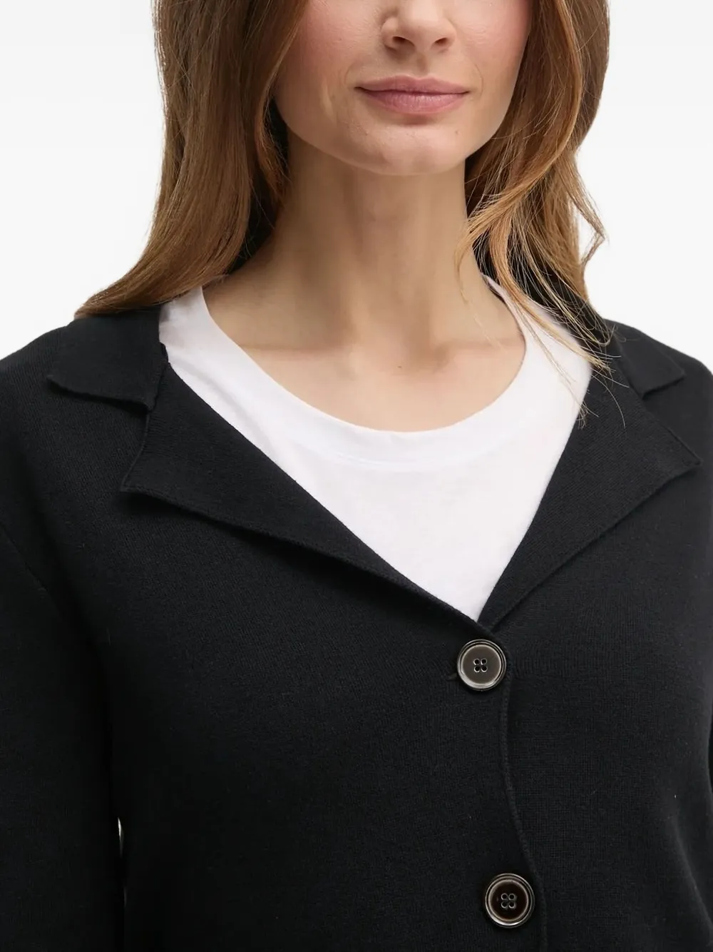Sisley Paris Lapel-collar Button Cardigan In Black