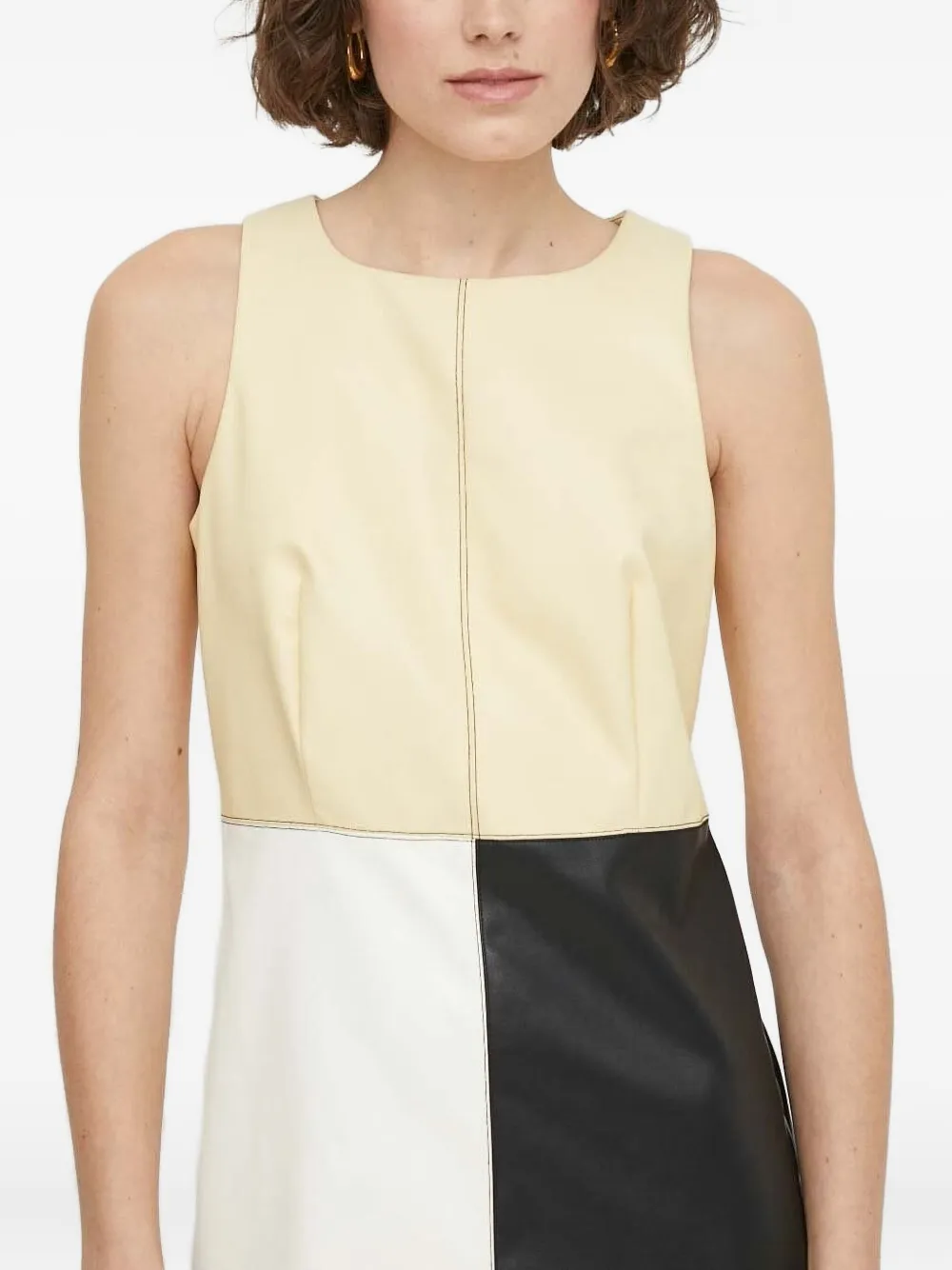 Sisley Paris Colour-block Sleeveless Mini Dress In Neutral