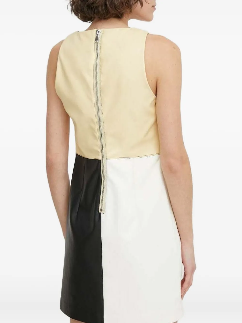 Sisley Paris Colour-block Sleeveless Mini Dress In Neutral
