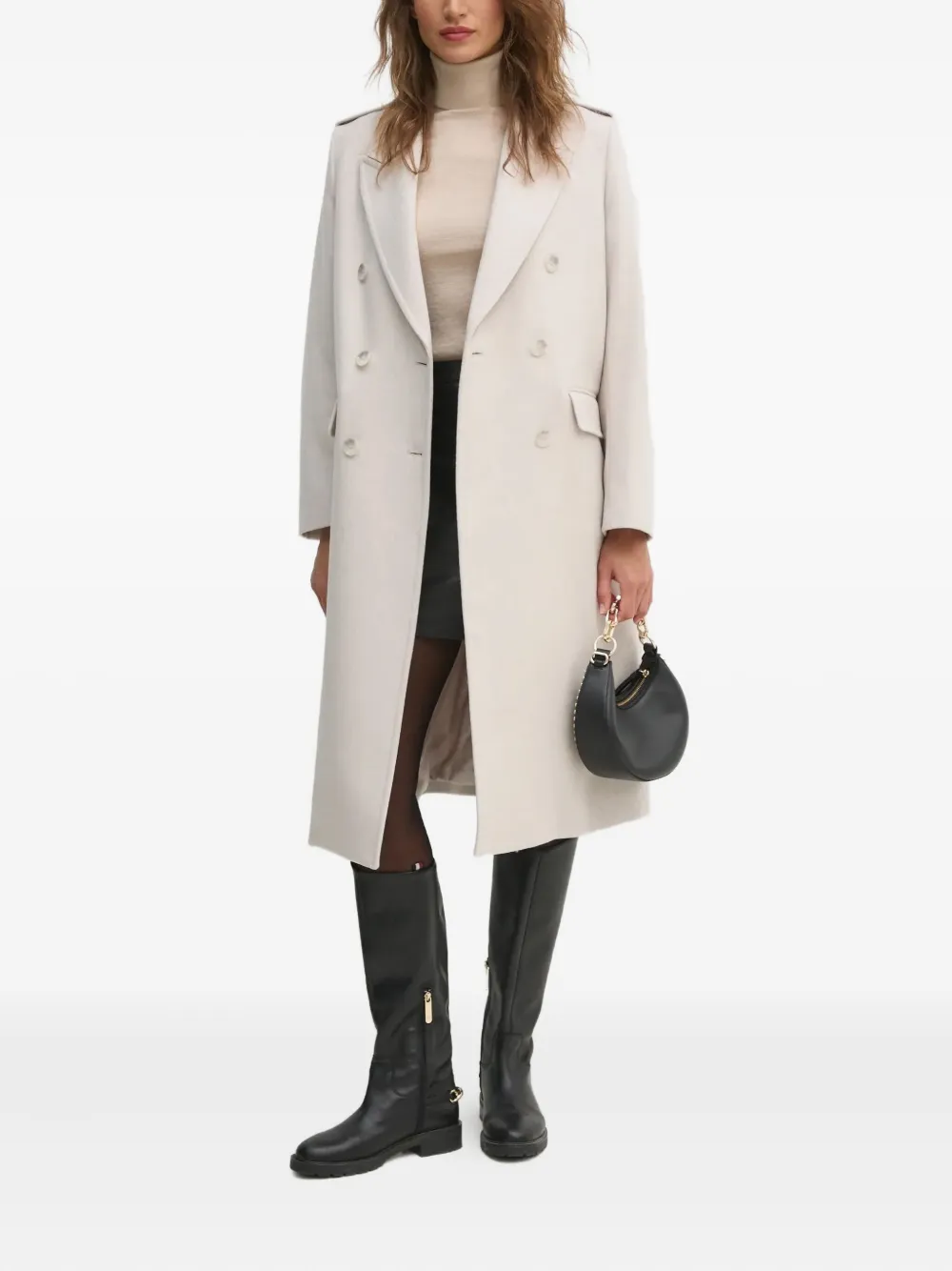 Sisley Paris Double-breasted Coat In Neutral