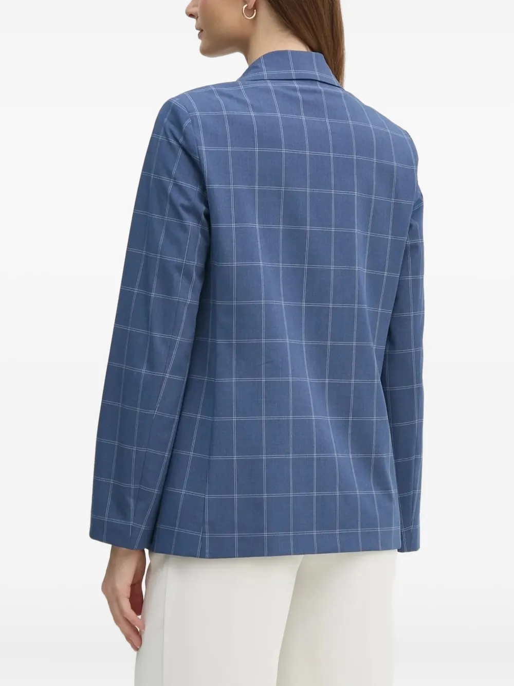 Sisley Geruite blazer verfraaid met roos Blauw