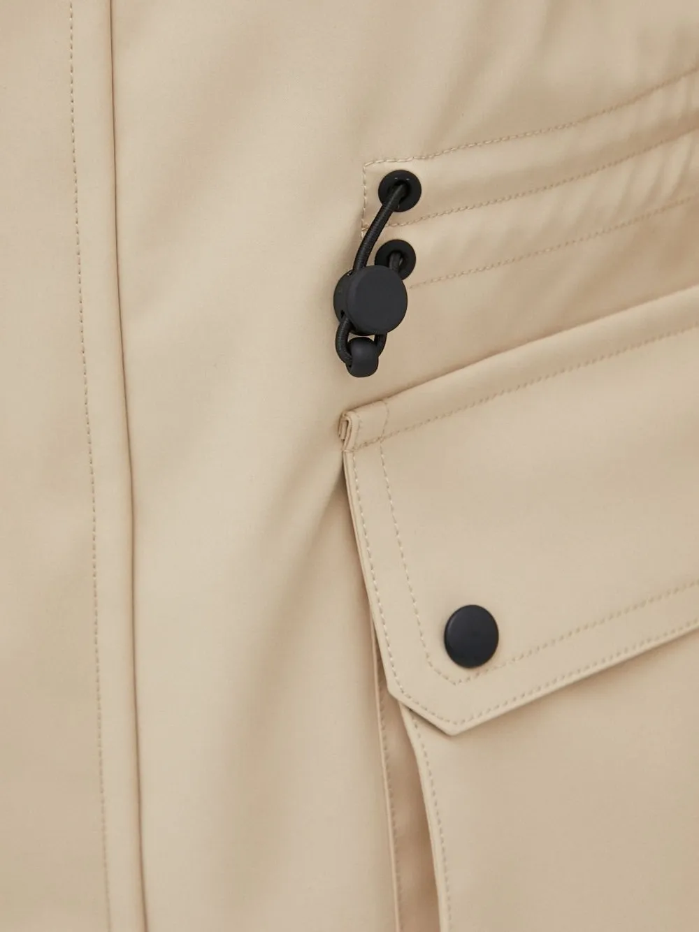 Sisley hooded drawstring-waistband parka coat Beige