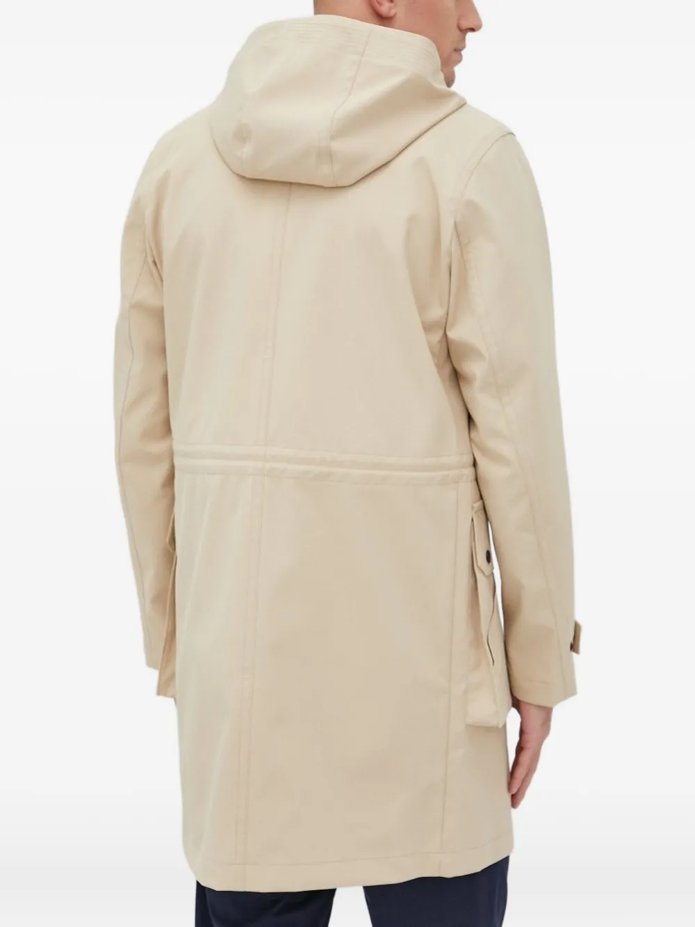 Sisley hooded drawstring-waistband parka coat Beige