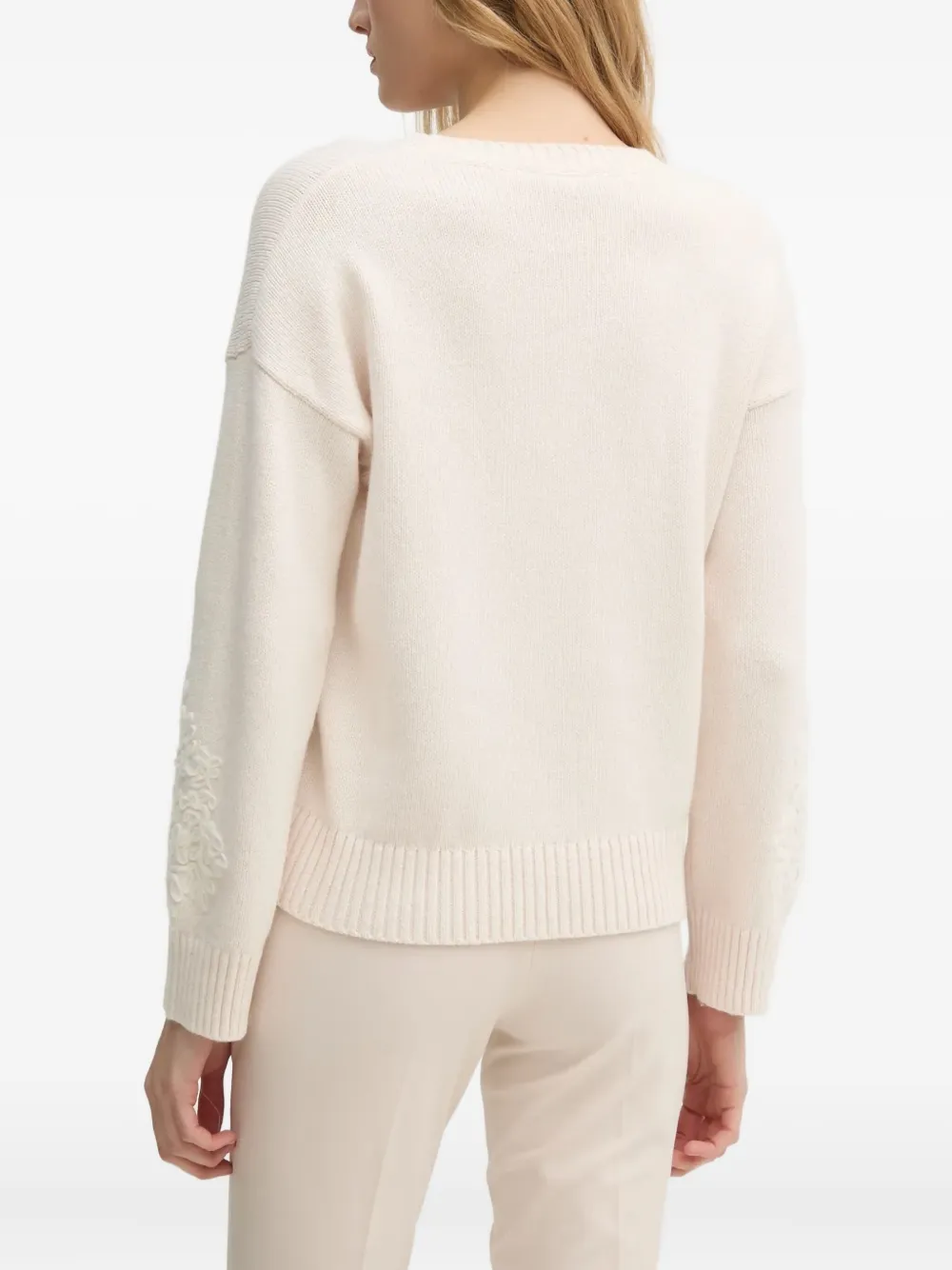 Sisley Paris Floral-appliqué Sweater In Neutral