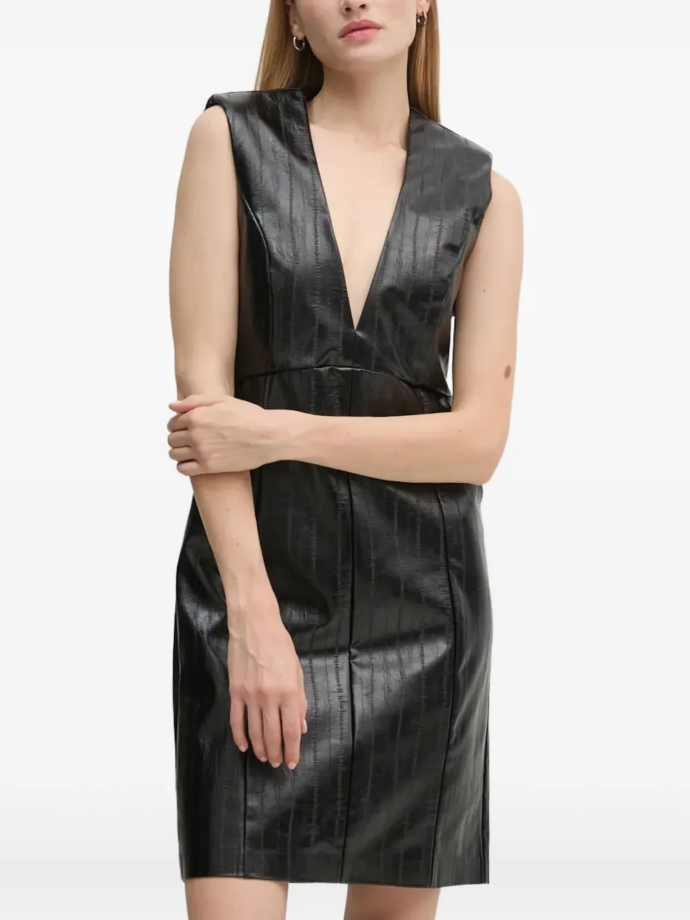 Sisley Paris V-neck Sleeveless Mini Dress In Black