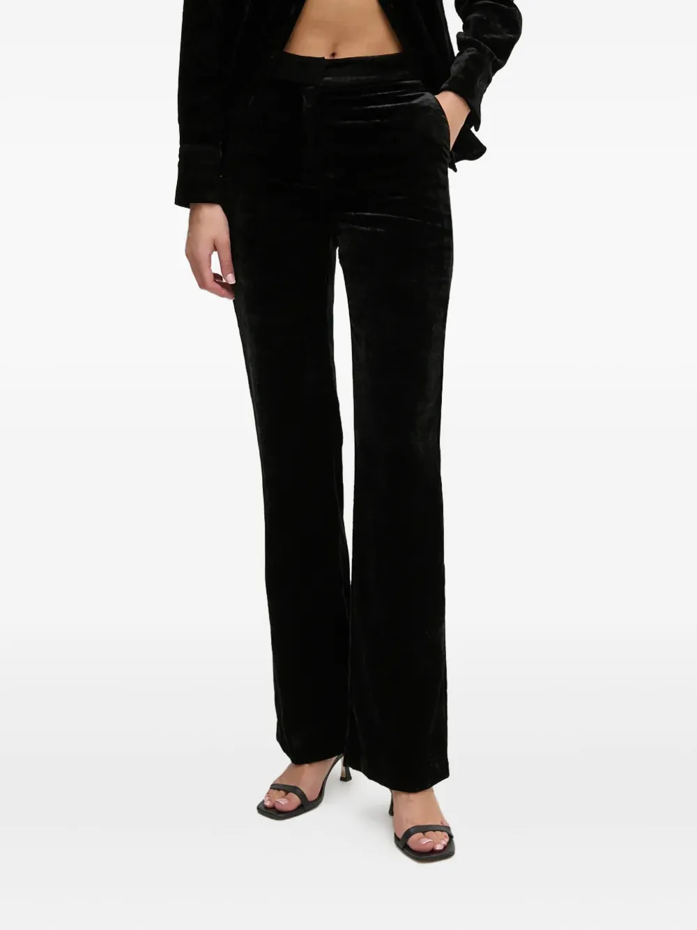 Sisley Paris Velvet Trousers In Black