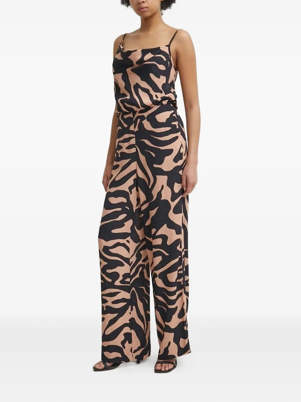Sisley cowl-neck zebra-print jumpsuit | Brown | Image 1