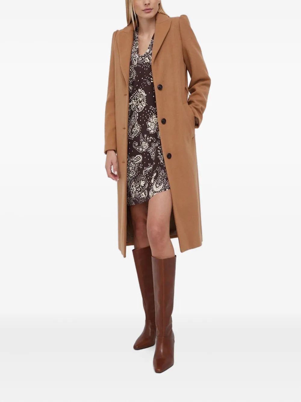 Sisley paisley-print V-neck mini dress | Brown | Image 1