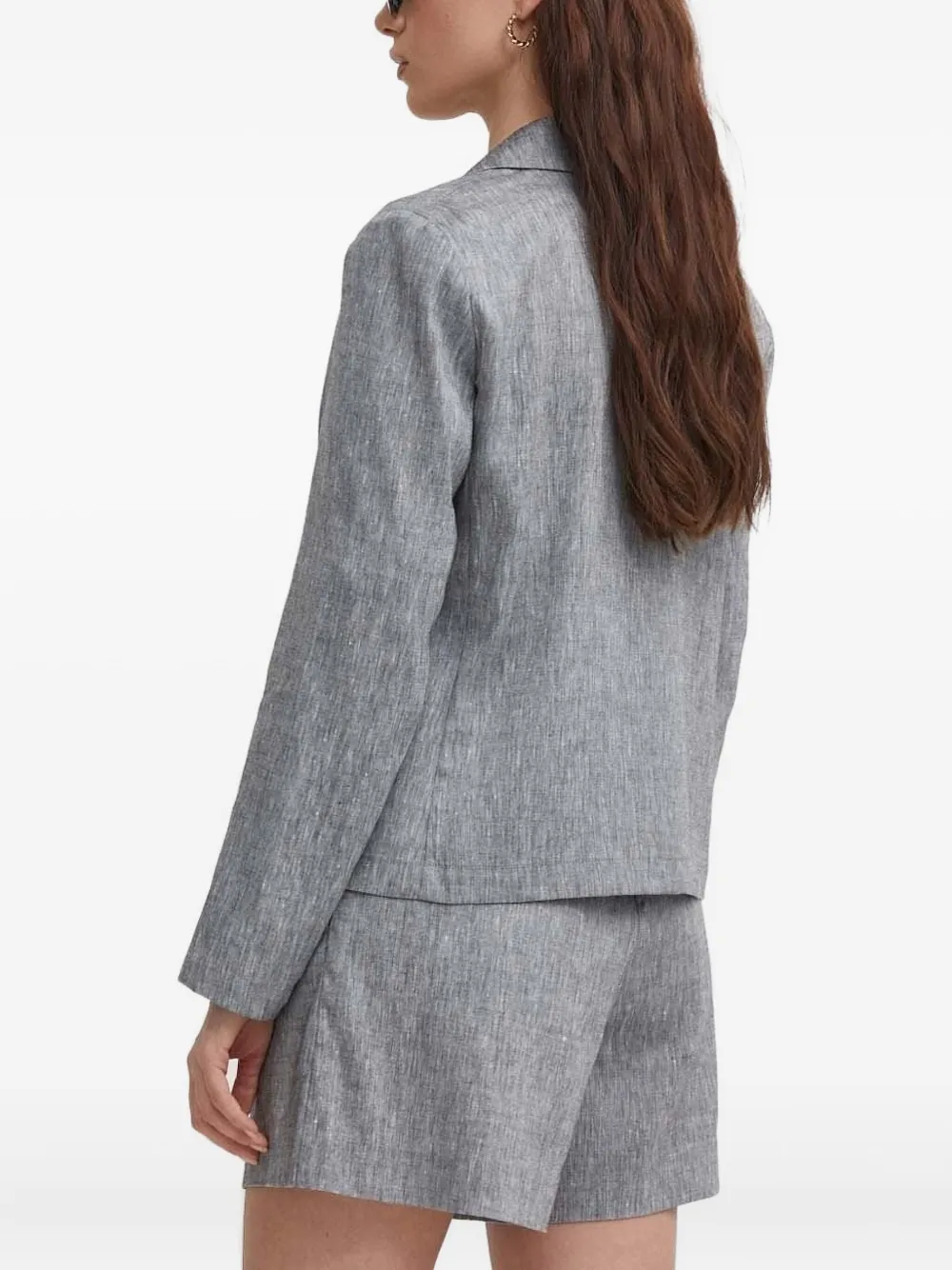 Sisley Paris Double-breasted Linen-blend Jacket In Gray