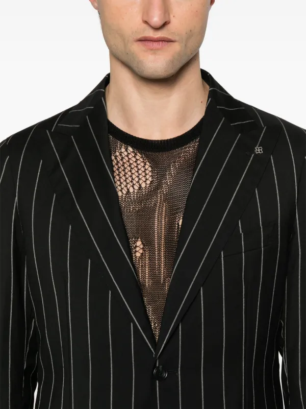 タリアトーレ　TAGLIATORE ブラックストライプ ビジネススーツ Tagliatore ストライプ スーツ | ブラック | FARFETCH JP