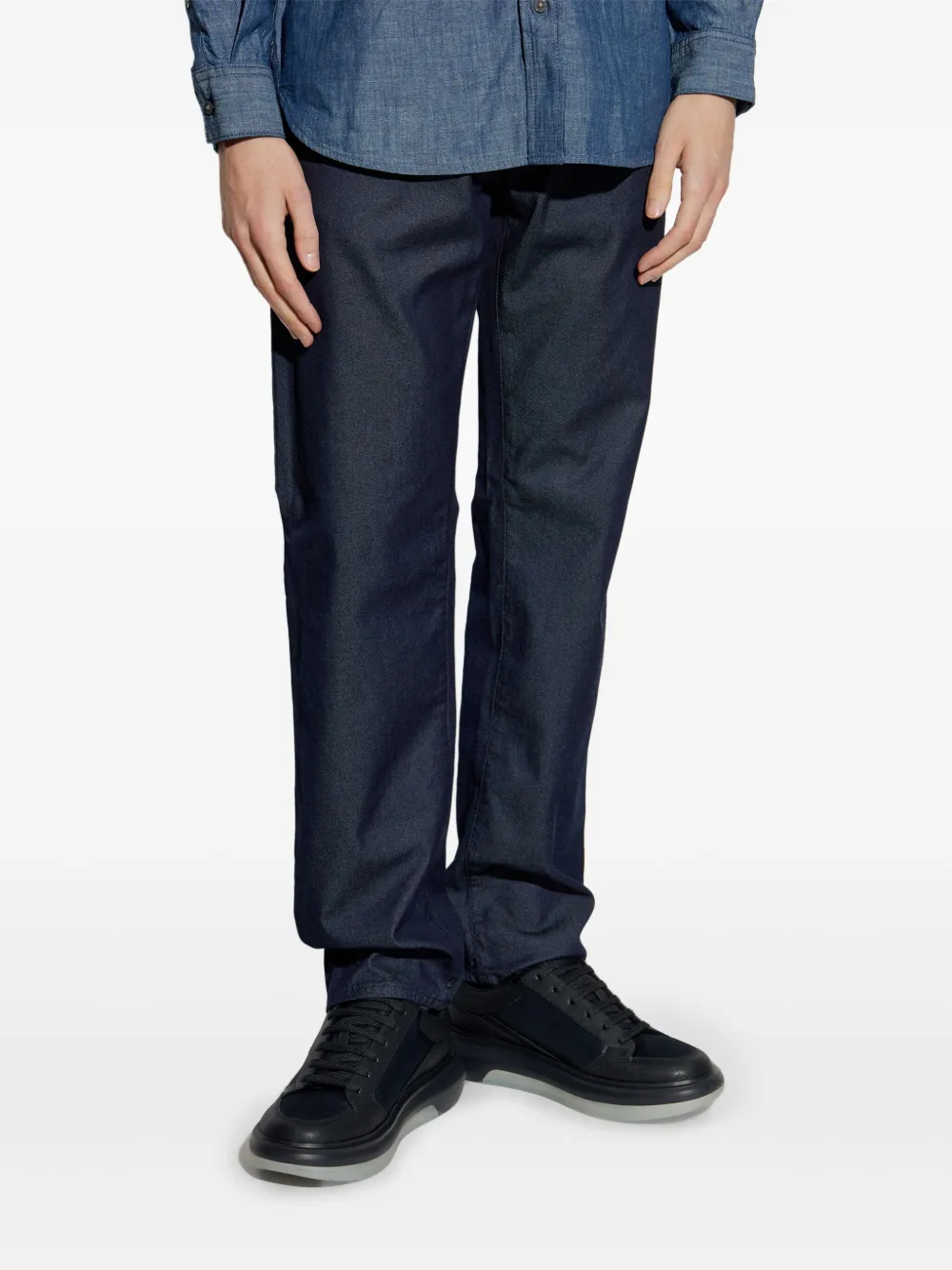 Giorgio Armani Katoenen jeans met toelopende pijpen Blauw