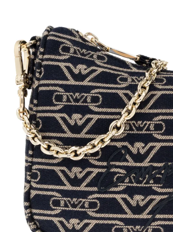 【EA25SS715】EMPORIO ARMANI ハンドバッグ EW000360 AF14787 Emporio Armani Embroidered Logo Shoulder Bag | Black | FARFETCH