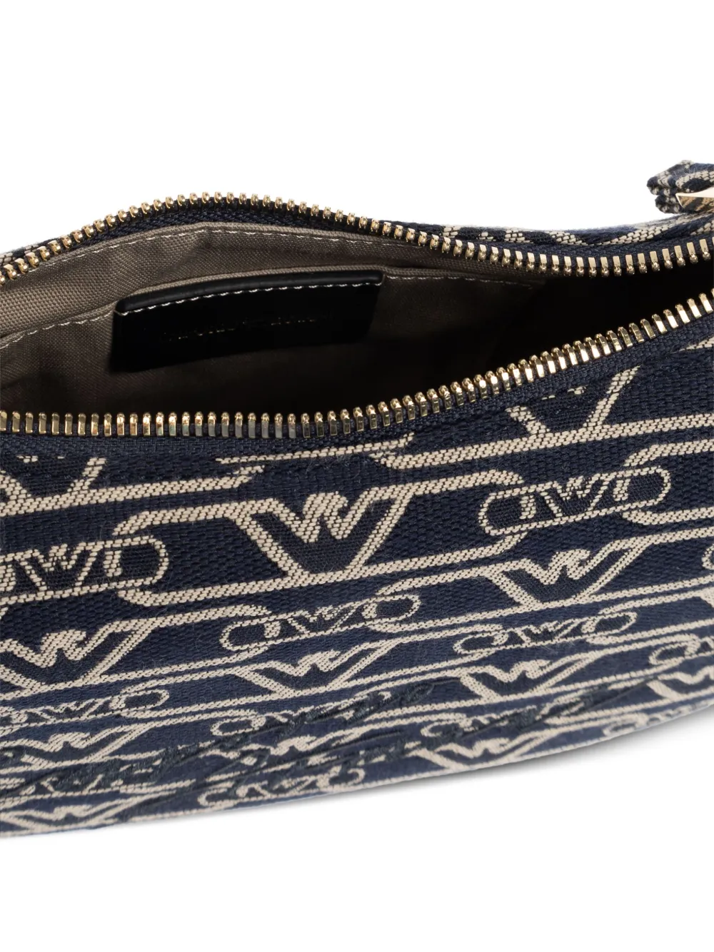 Emporio Armani Schoudertas met geborduurd logo Zwart