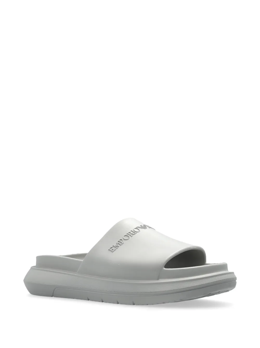 Emporio Armani logo-embossed slides - Grijs