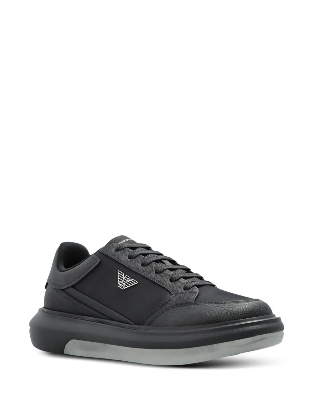 Emporio Armani logo patch trainers - Zwart