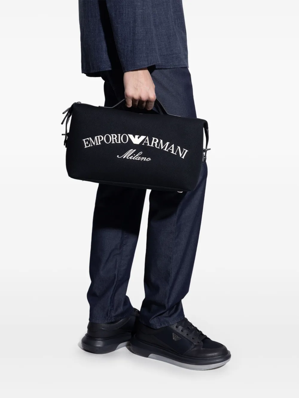 Emporio Armani embroidered logo tote bag - Blauw