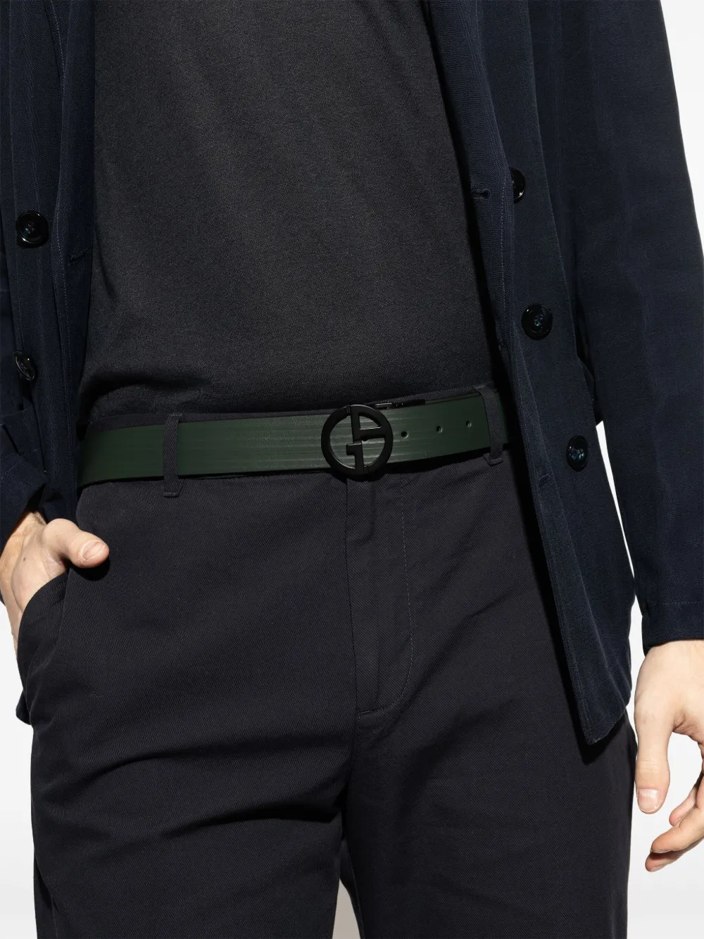 Giorgio Armani Omkeerbare riem met dubbele gesp Groen