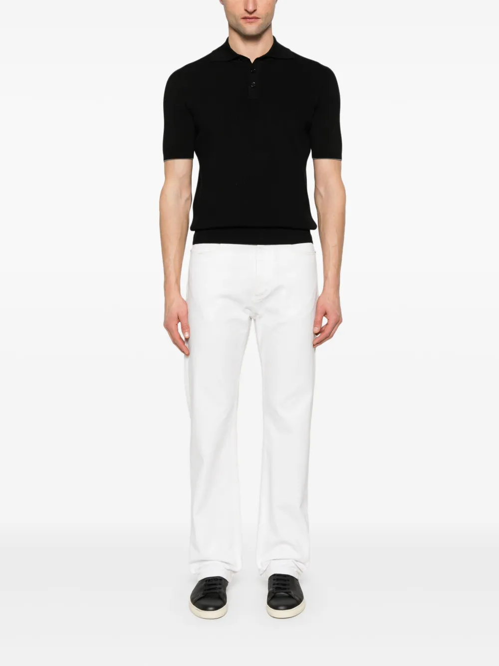 Brunello Cucinelli Geribbeld poloshirt - Zwart