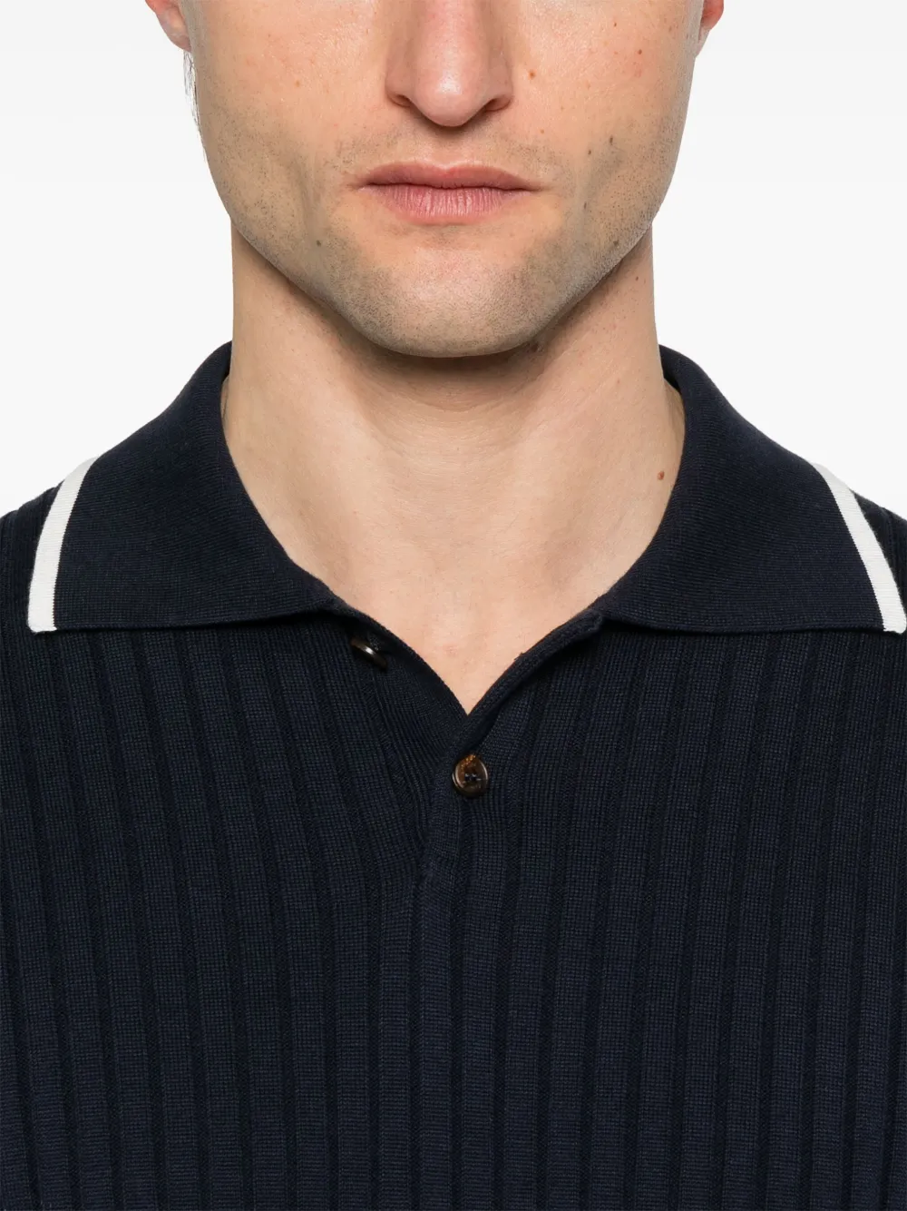 Brunello Cucinelli Geribbeld poloshirt Blauw