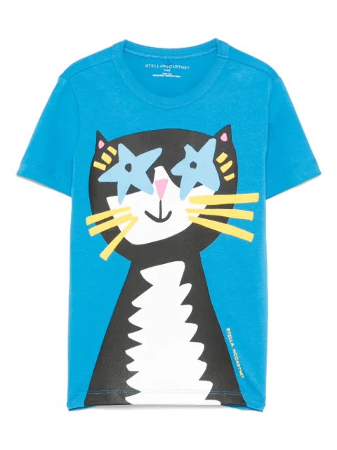 Stella McCartney Kids playera con gato estampado
