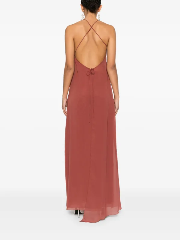 brown sparkly long sleeve dress Adrianna Papell Women's Beaded Maxi Dress - Chocolate