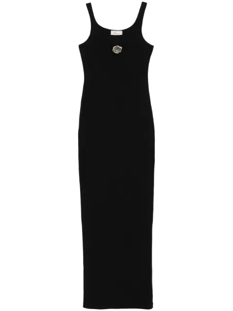 Blumarine floral-brooch maxi dress