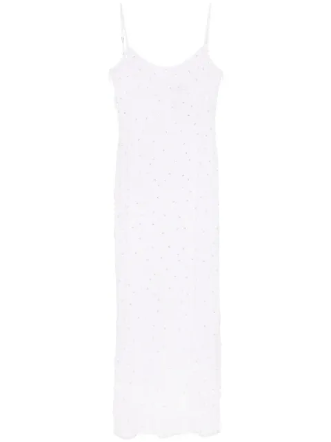 Blumarine vestido largo con borlas de mostacillas