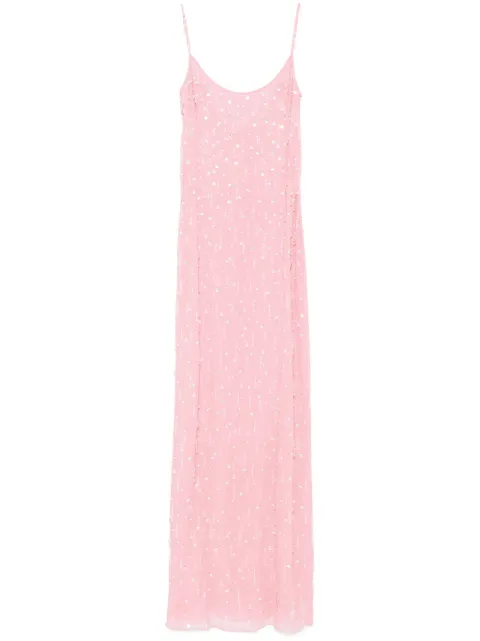 Blumarine vestido largo con borlas de mostacillas