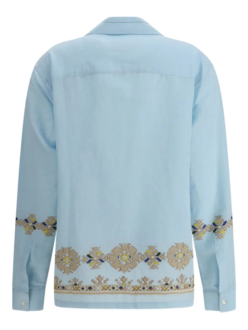 Baziszt cross-stitch-embroidered shirt - Blauw