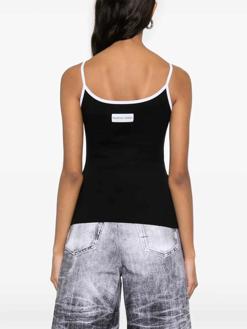 Marine Serre Geribbelde tanktop met Moon-logo Zwart