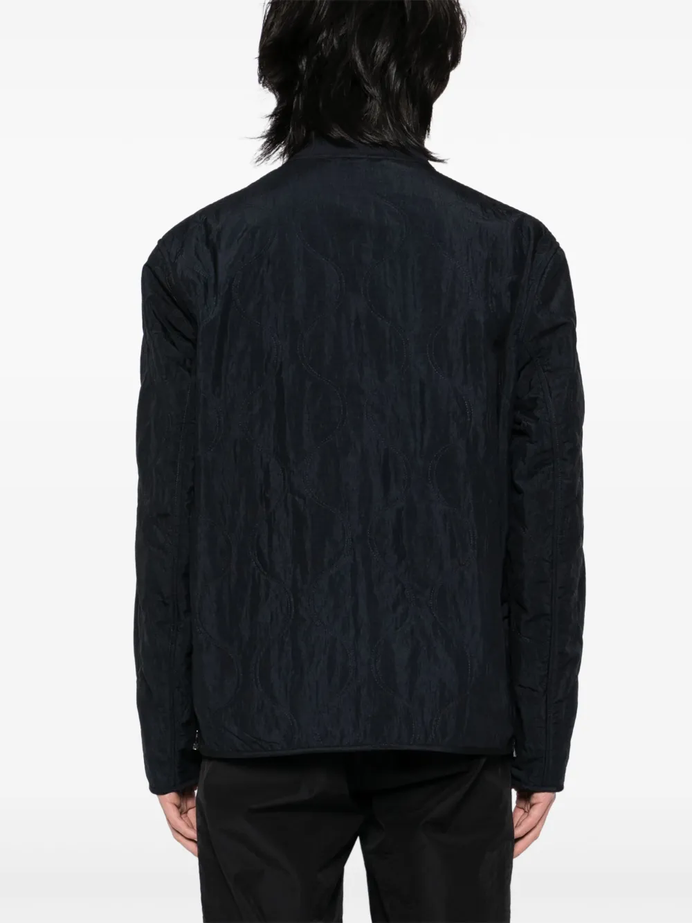 Emporio Armani Gewatteerd jack met logopatch Blauw