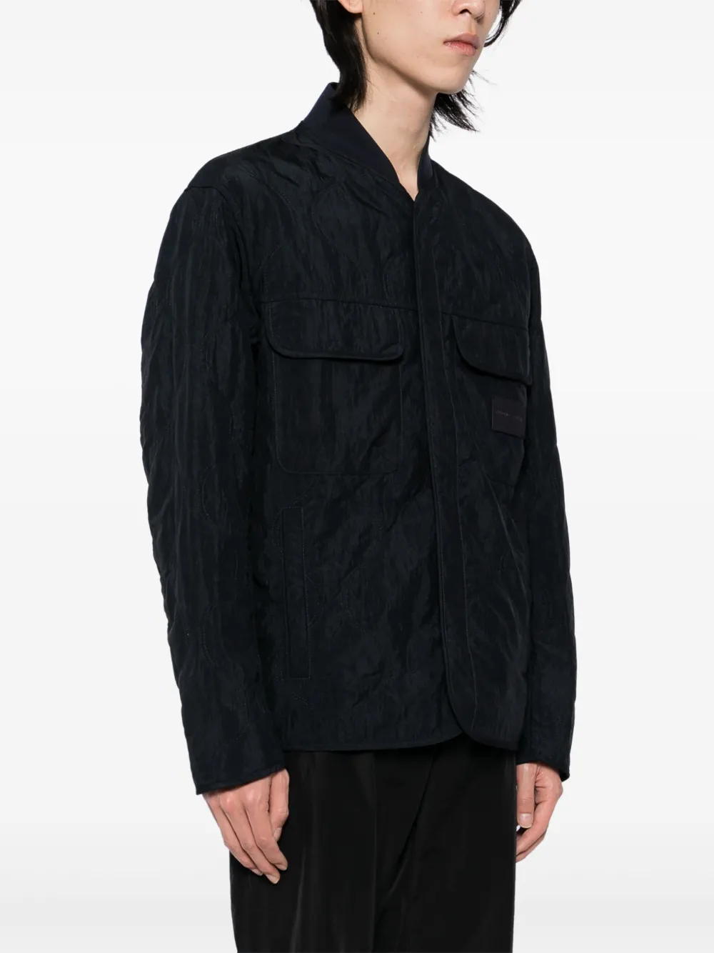 Emporio Armani Gewatteerd jack met logopatch Blauw