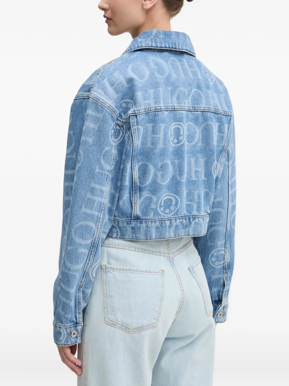 HUGO Cropped spijkerjack Blauw